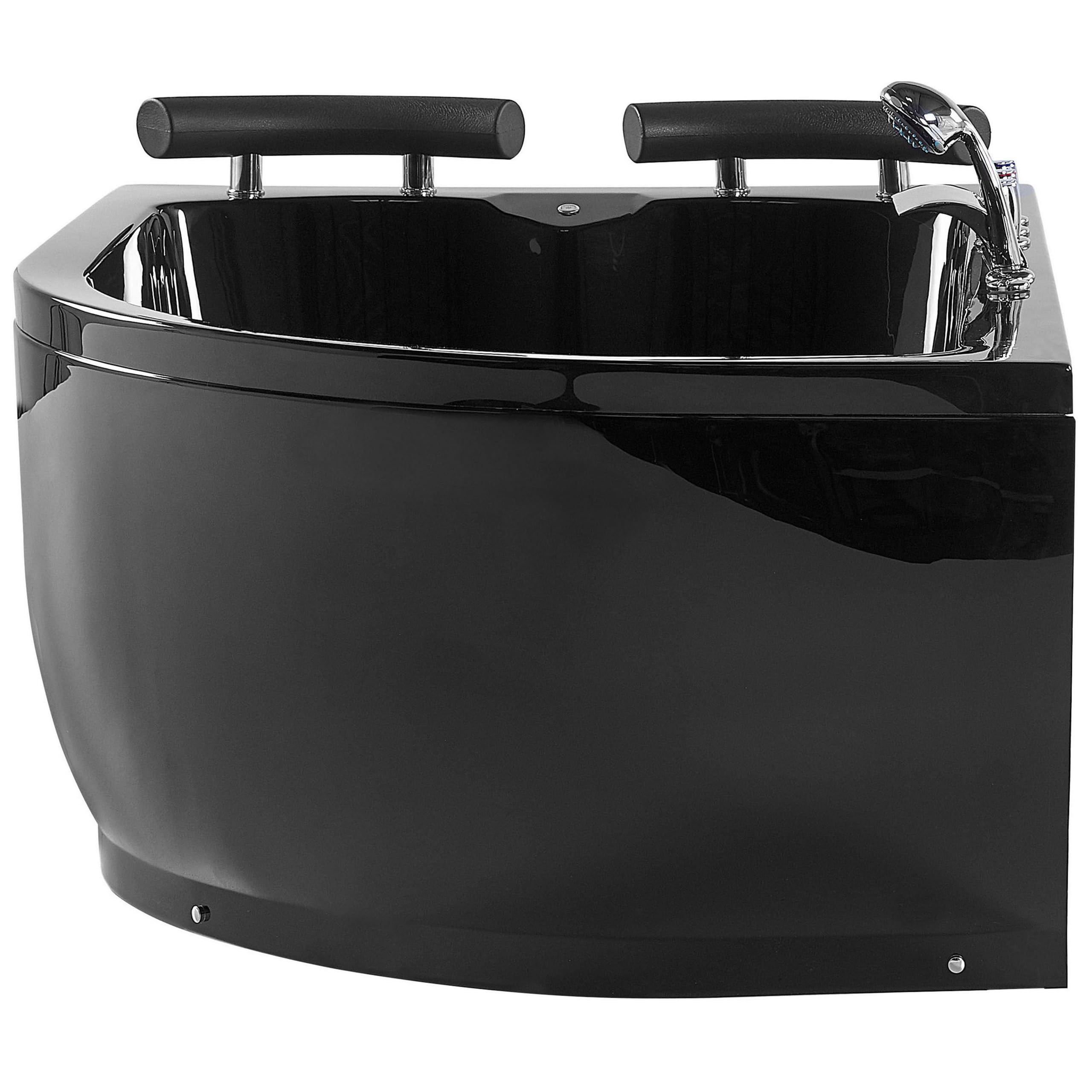 Whirlwanne Badewanne Schwarz Rechts Sanitäracryl mit LED 158 cm x 113 cm Paradiso