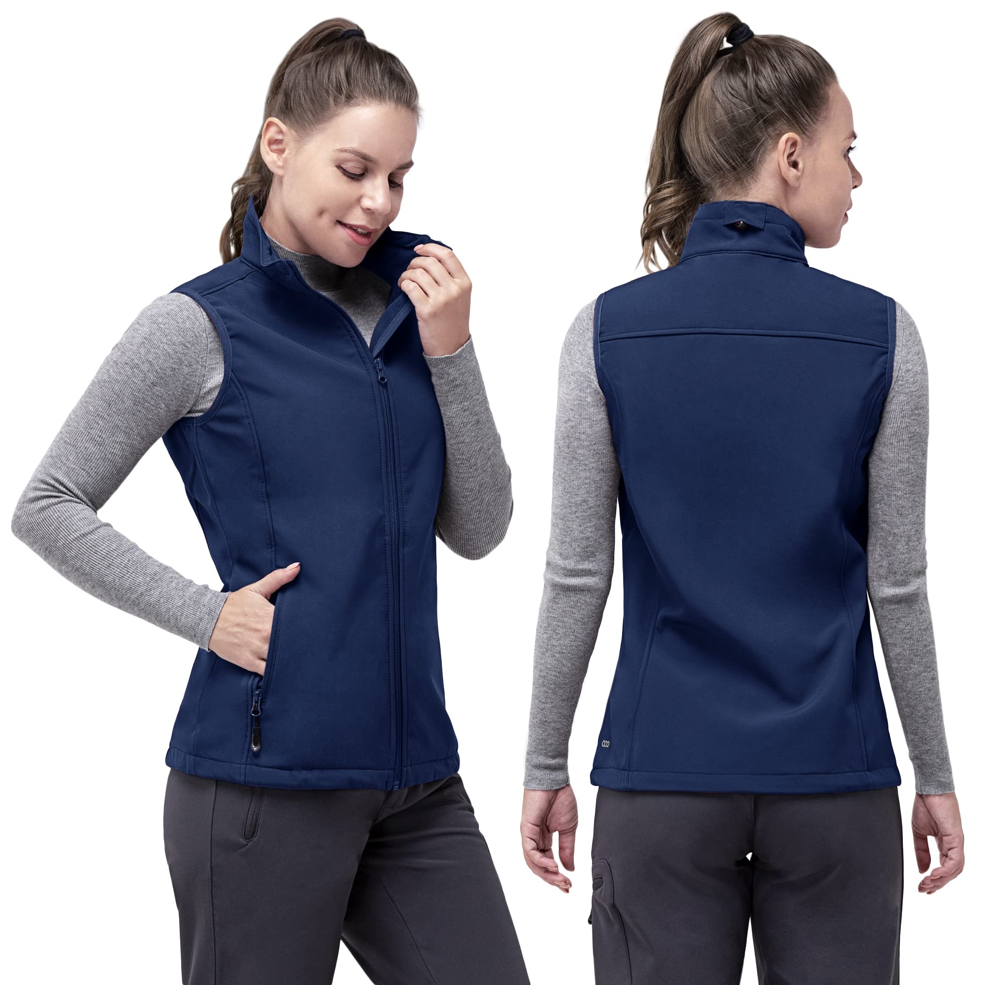 Damen Outdoor Softshell Weste Wasserdicht Ärmellose Jacke Winddichte Fleece für Laufen Golf Wandern 33,000ft
