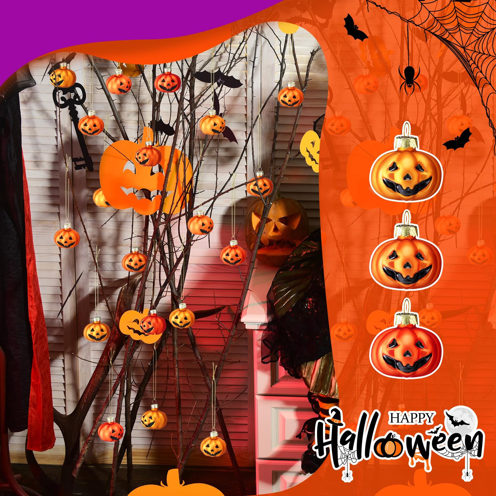 Amazon.co.jp: 12個 ハロウィンガラスジャックOランタン 小さな