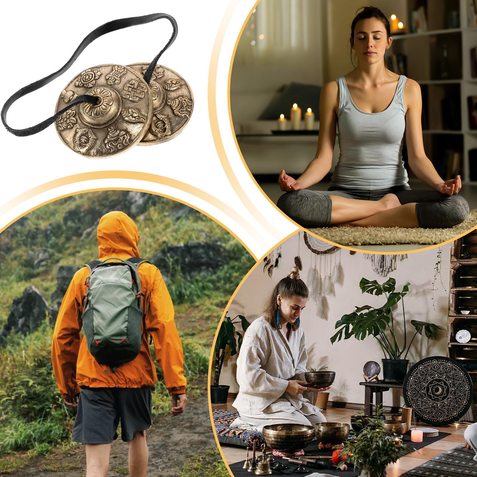 Cimbals Tibetanos Bell, Con Espiritual Relajante, 6.5 Cm, Tibres Tibetanos, Tazones De Energía De Meditación, Construcción De Aleaciones, Para Rituales Y Celebraciones
