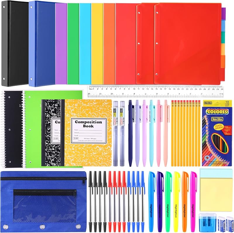 68 Pcs High School and College Back to School Supplies Kit for Student Senior Essential Learning Tools Supply Box