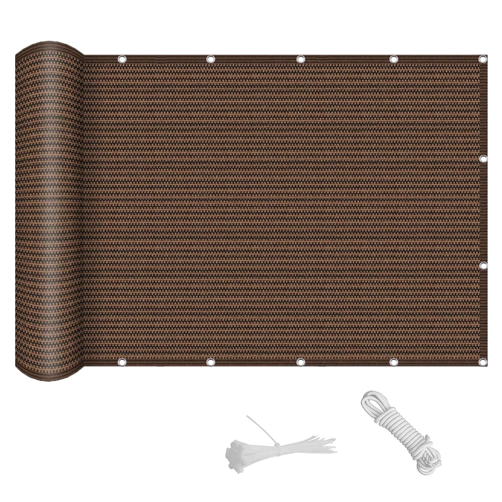 Brise vue balcon respirant marron anti-UV et résistant aux déchirures pour terrasse