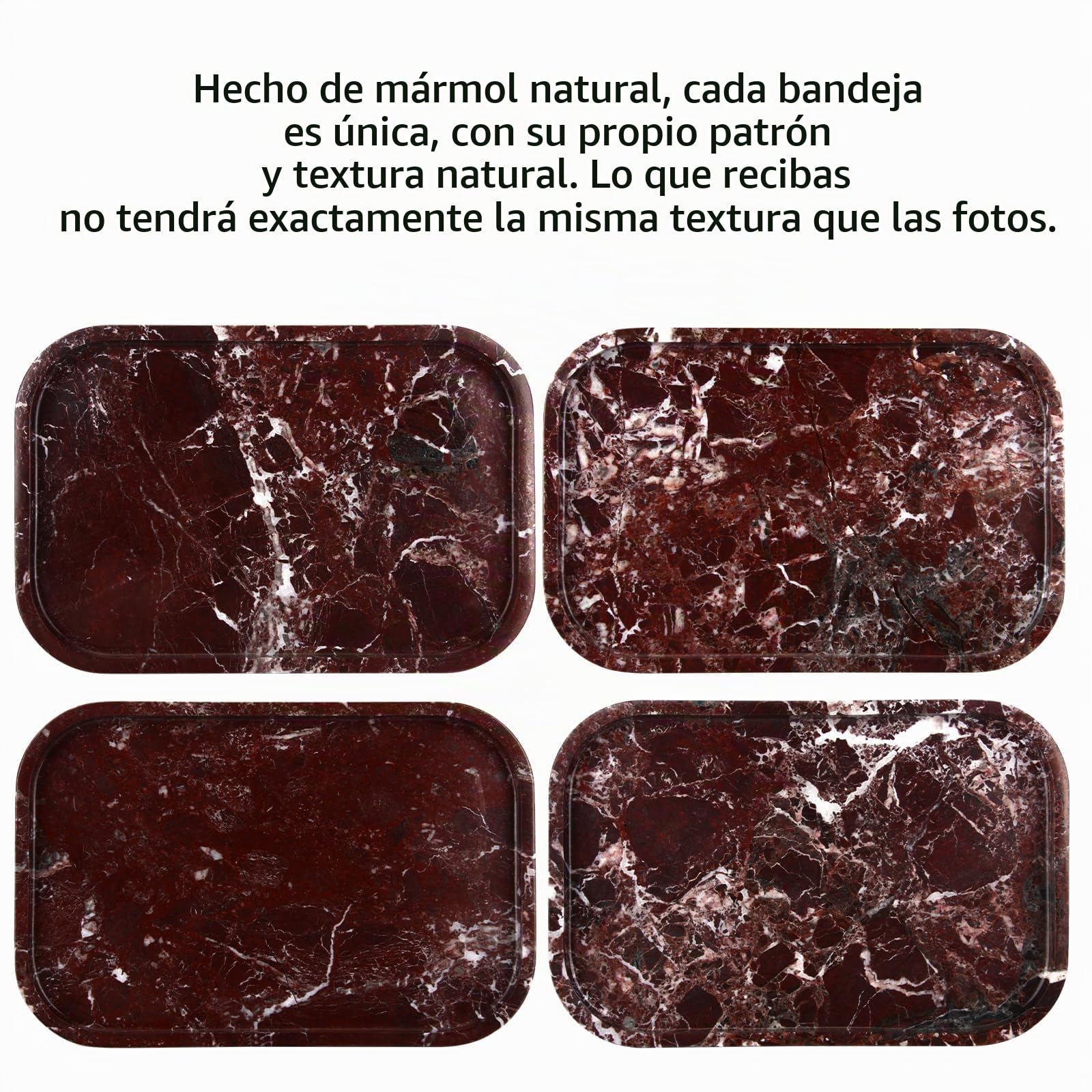 Bandeja Mármol para Baño, Rojo Púrpura, 30 x 20 x 1.8 cm | Bandeja Portaobjetos, Decoraciones, Organización para Vaciabolsillos Entrada, Cocina, Tejidos, Jabón, Champú, Cosméticos
