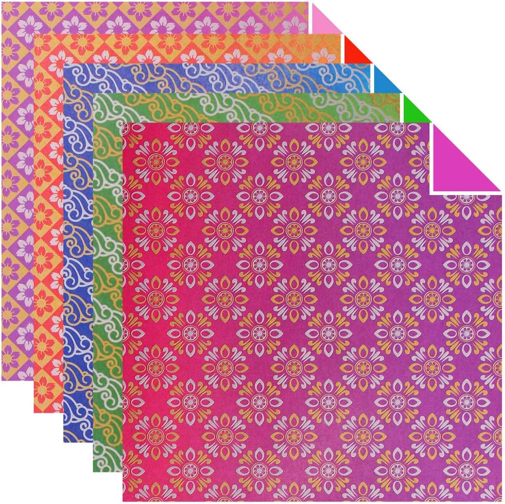 100 Sheets Double Sided Origami Paper Various Patterns (Traditional Pattern_2)