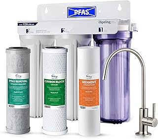 iSpring US31-PF Classic 3-stufiges Untertisch-Wasserfiltersystem für Trinkwasser, SGS-geprüft, PFAS-reduzierend, tankloser Untertisch-Wasserfilter