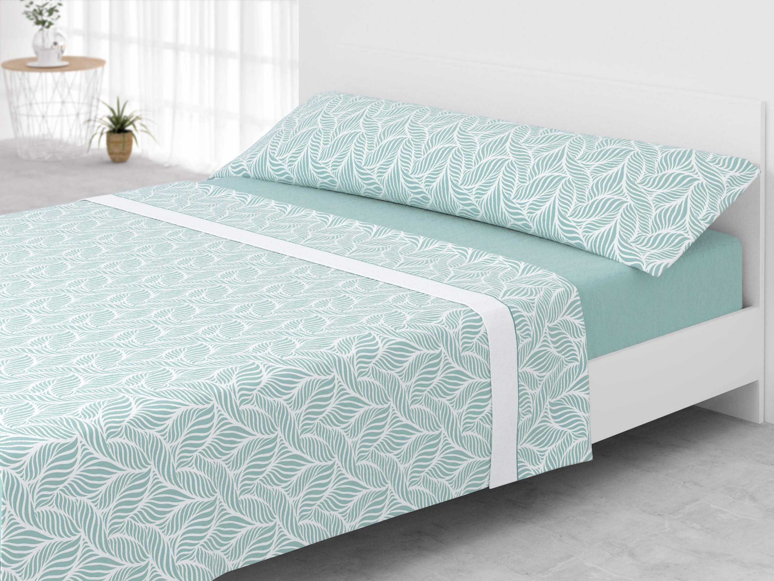 Liniva Home - Juego de Sábanas Coralina Estampada, térmica para Invierno - Modelo Cava (Aqua, 90)