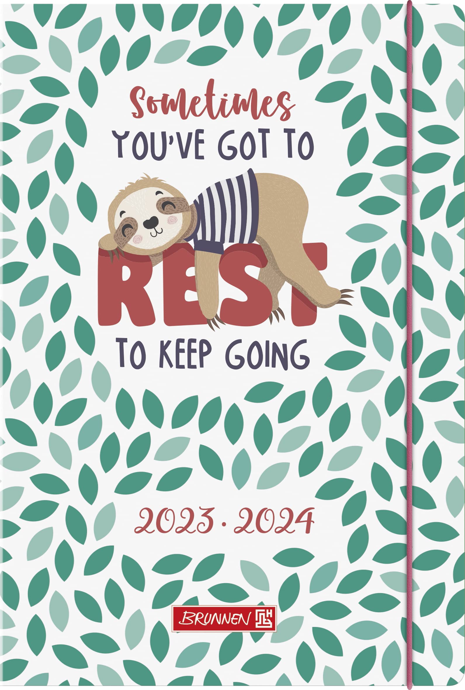 BRUNNEN School Diary "Sloth" 2023/2024 2 Pages = 1 Week A5 White/Blue