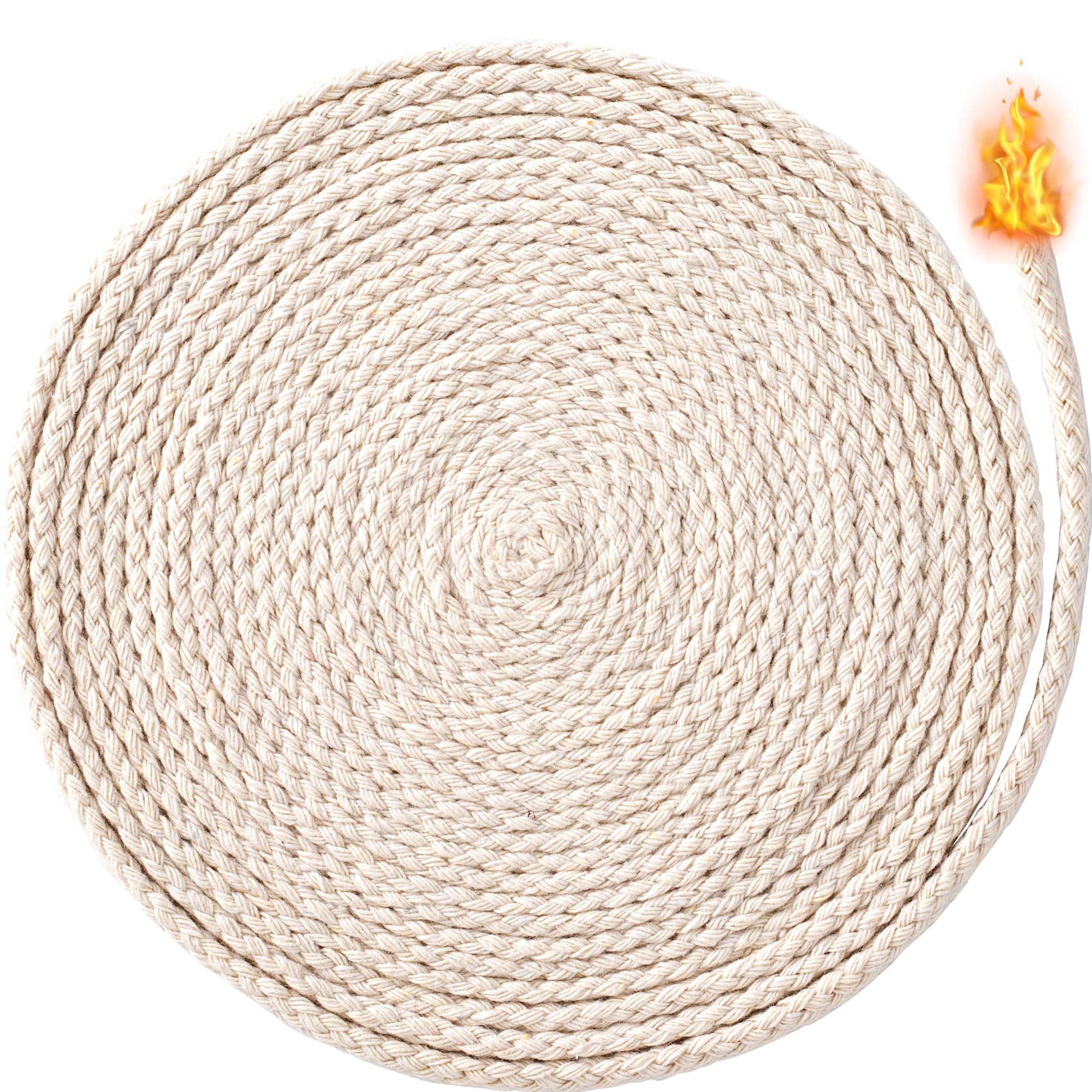 Pndeyo 65.6 Ft 1/10''(3mm) Oil Lamp Wicks, Cotton, Beige