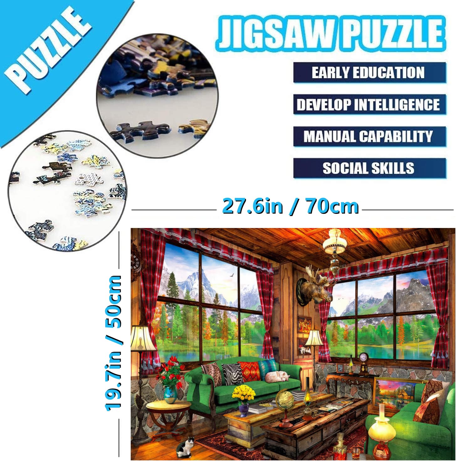 Jigsaw Puzzles for Adults 1000 Piece Elegant & Luxurious House 27.56 x 19.69 Inch Jigsaw Puzzle for Adults Educational Game 1000 Pieces Puzzles for Adult - Image 4