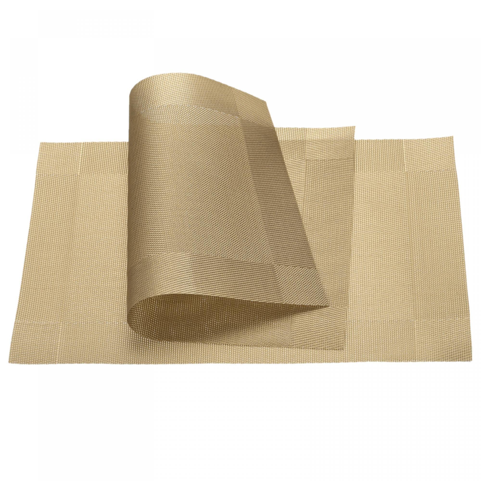 sourcing map Placemats Set of 2, Washable Woven Place Mats 18"x12" for Kitchen Dining Table PVC Mats, Gold Tone