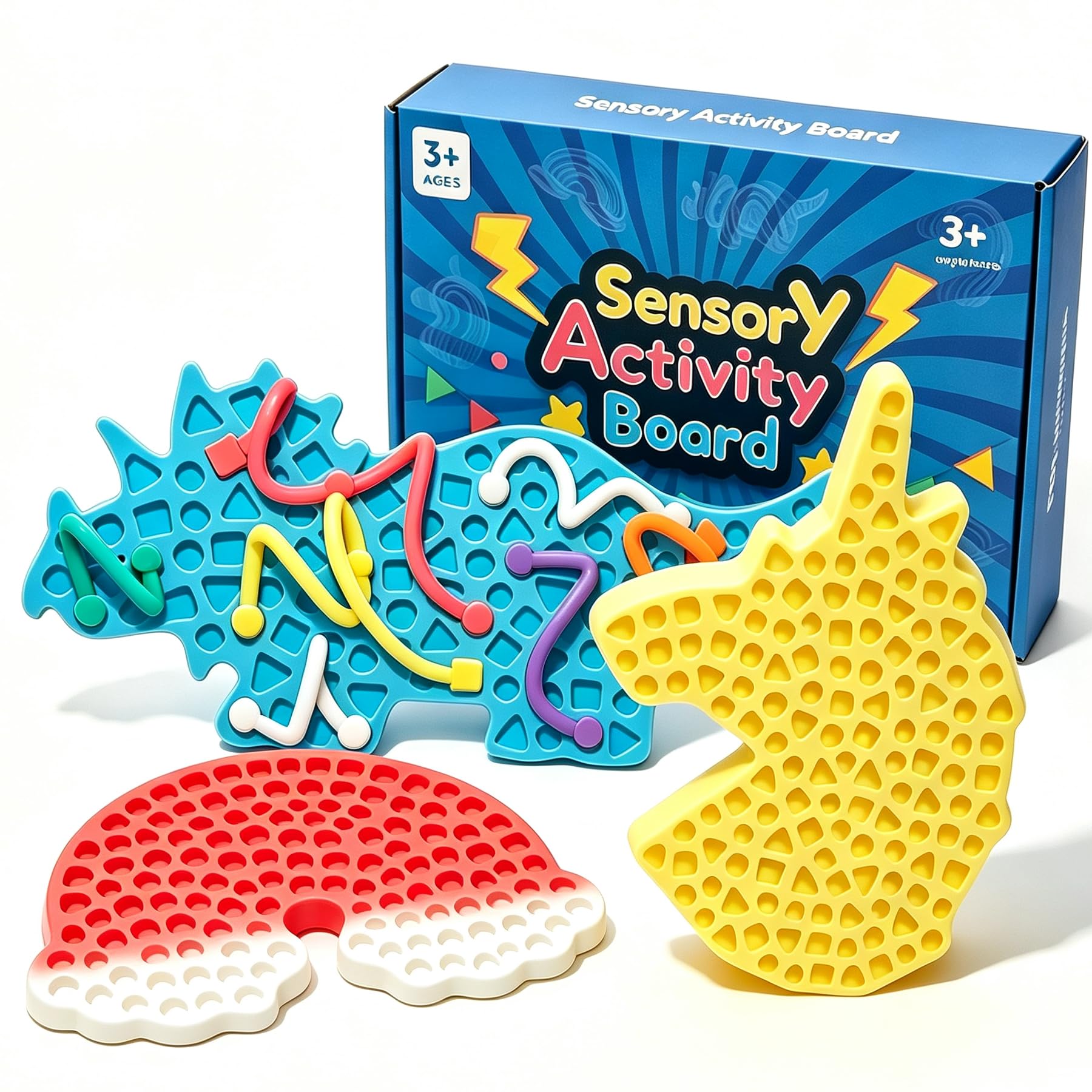 3 Pack Sensory Activity Board, Silicone Fidget Board For Kids Adults, ADHD Fidget Toys Sensory Board for Stress Relief, Sensory Toys For Autism Calm Down
