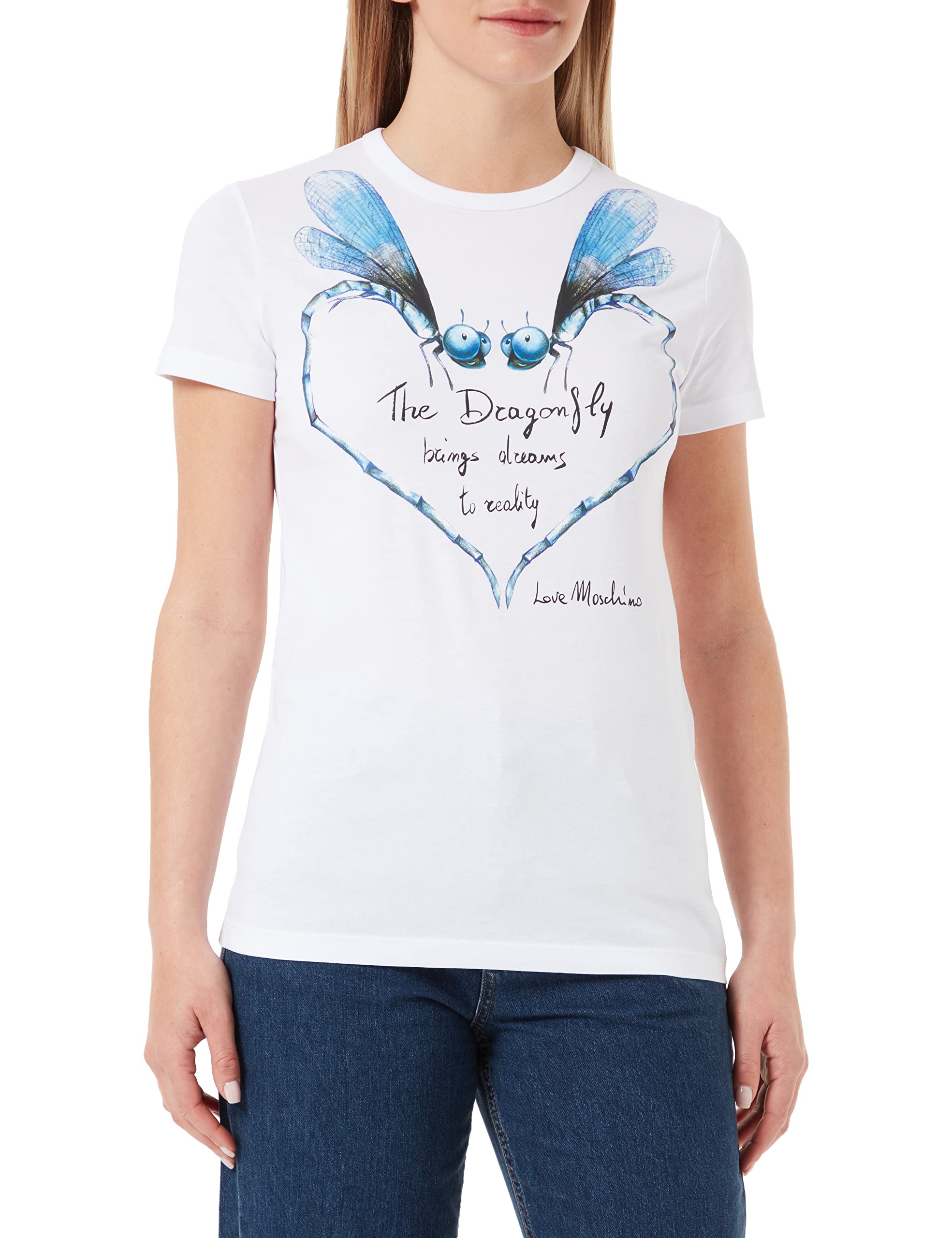 Love MoschinoWomen's T-Shirt with Dragonflies Print