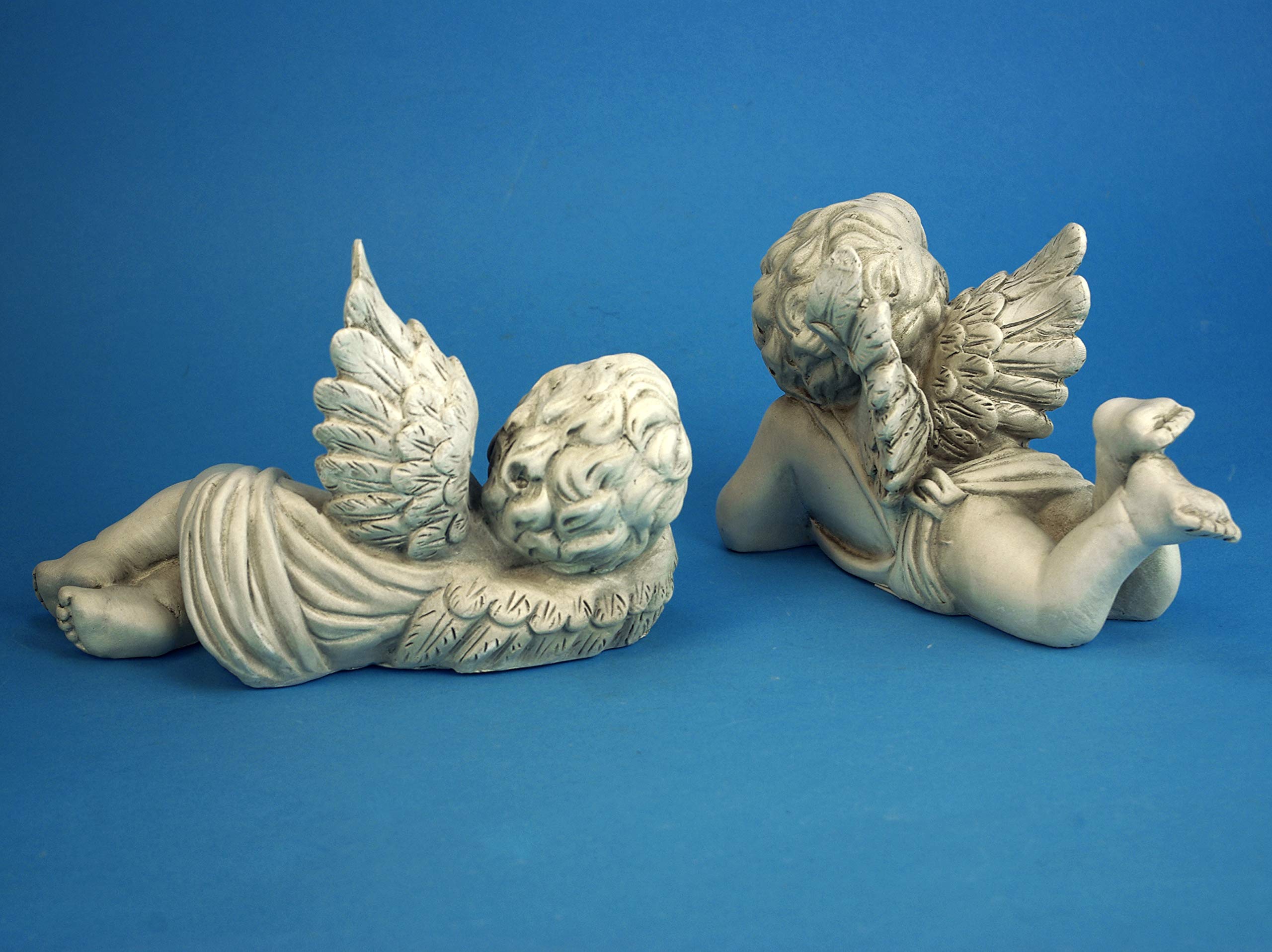 GeKi Trend 2er Set Engel Figuren liegend 22 cm L Dekofigur Traumengel Liebe Gartendeko frostfest
