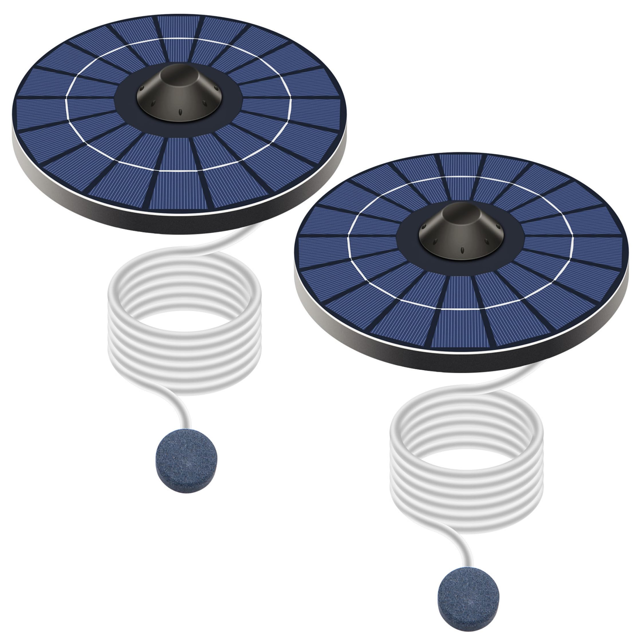 Aérateur d'étang solaire flottant avec tuyau d'air et pierres à bulles x2
