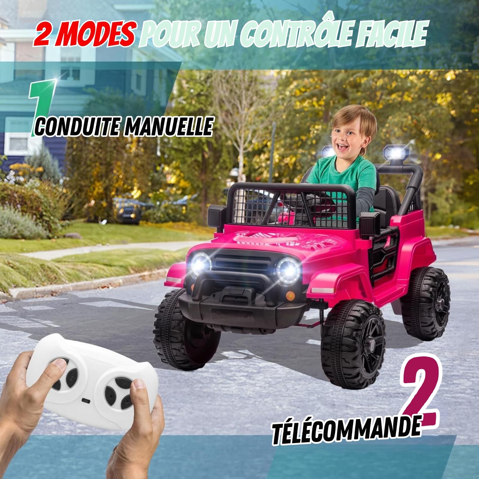 LALAHO Voiture Véhicule électrique Enfant 12V avec télécommande à 2,4 GHz,V. Max. 2,8 Km/h télécommande Effets sonores，Rose