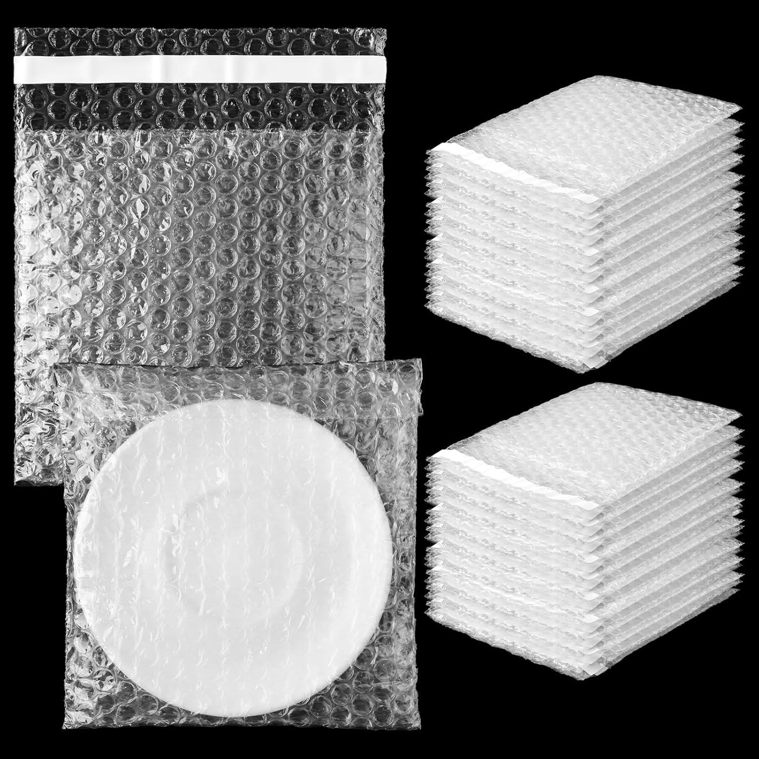 Frienda 300 Pcs Clear Self Sealing Bubble Cushion Bags Double Wall Bubble Pouch Bag Plastic Shockproof Protective Packing for Small Business Moving Shipping Packaging Storage(6" X 6")