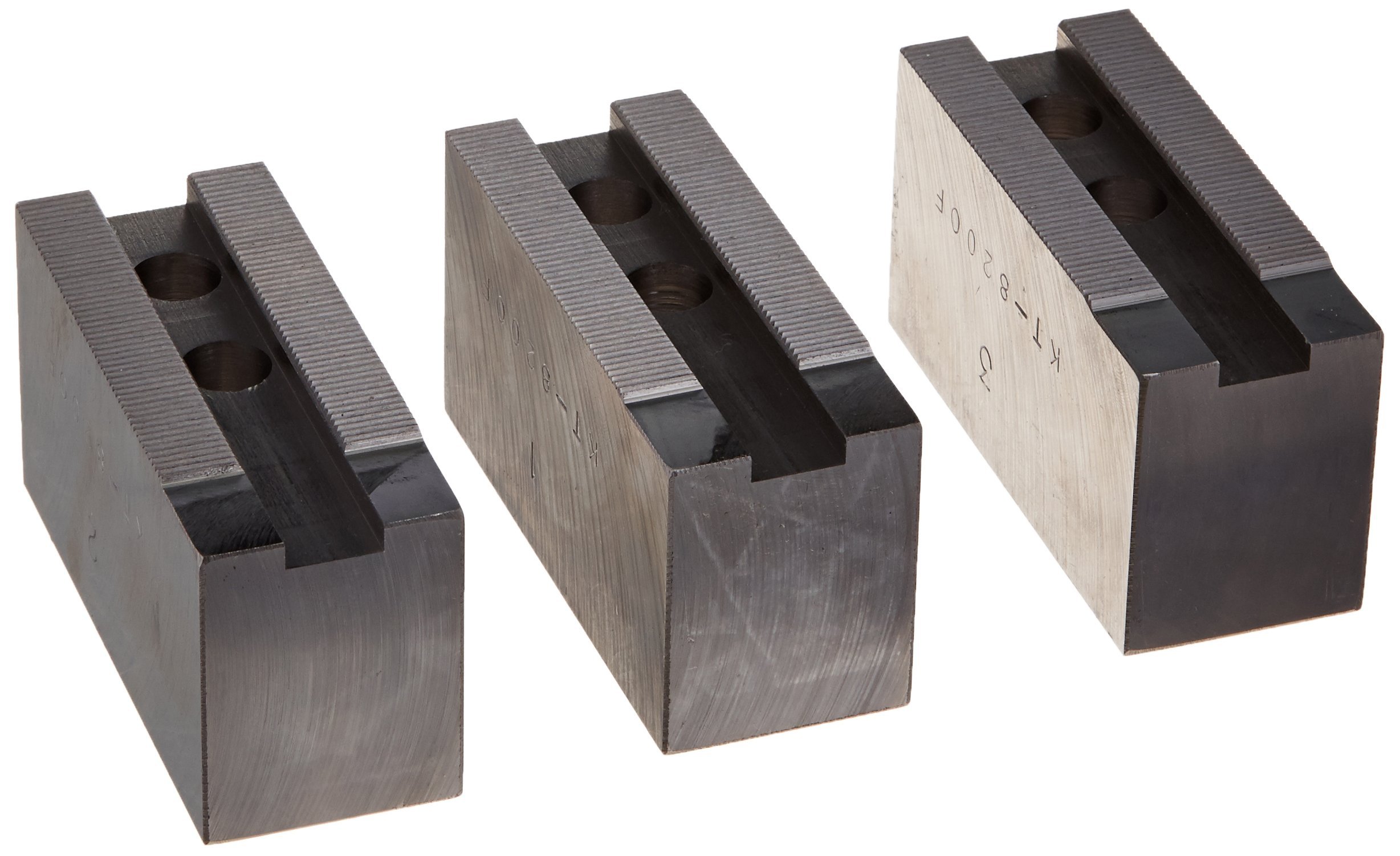 KT-8200F Steel Flat Soft Chuck Jaws for 8" CNC Lathe Chucks, 2" Tall (Set of 3 Pieces)