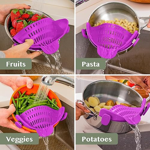 Miniatura 54 de Kitchen Gizmo - Colador Snap N Strain de pasta para ollas, colador de silicona ajustable con clip para ollas, sartenes y cuencos, para la cocina