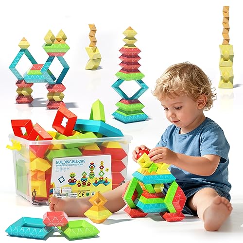 100Pcs Montessori Toys for Ages 1-3 2-5 Toddlers Kids Baby,Pyramid