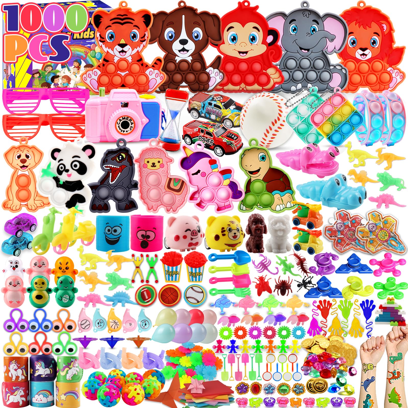 KissFuture 1000 PCS Party Favors for Kids, Fidget Toys Bulk, Prize Treasure Box Toys for Classroom, Birthday Gifts, Pinata Stuffers, Goodie Bags Stuffers for Kids, Carnival Prizes