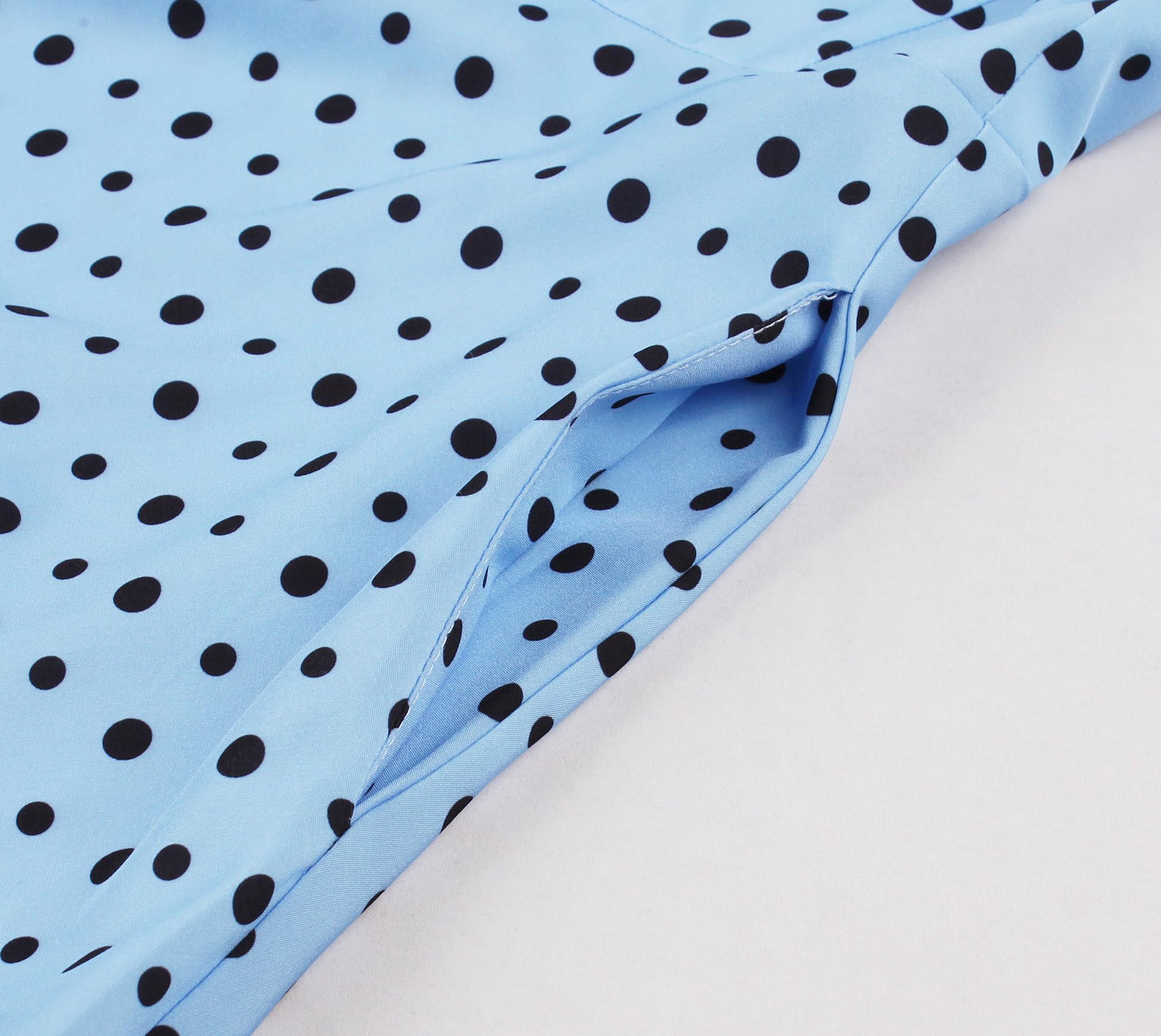 Wellwits Robe Femmes Vintage Pois Manches Volantées Nœud Papillon