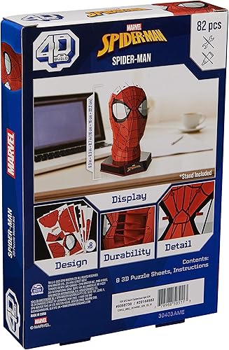 Miniatura 10 de 4D Build, Marvel Spider-Man - Kit de modelo de rompecabezas 3D con soporte, 82 piezas, decoración de escritorio de Spider-Man, juguetes de