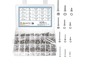 520pcs Hex Socket Head Cap Screws, Bolts, Nuts, and Washers Assortment Kit
