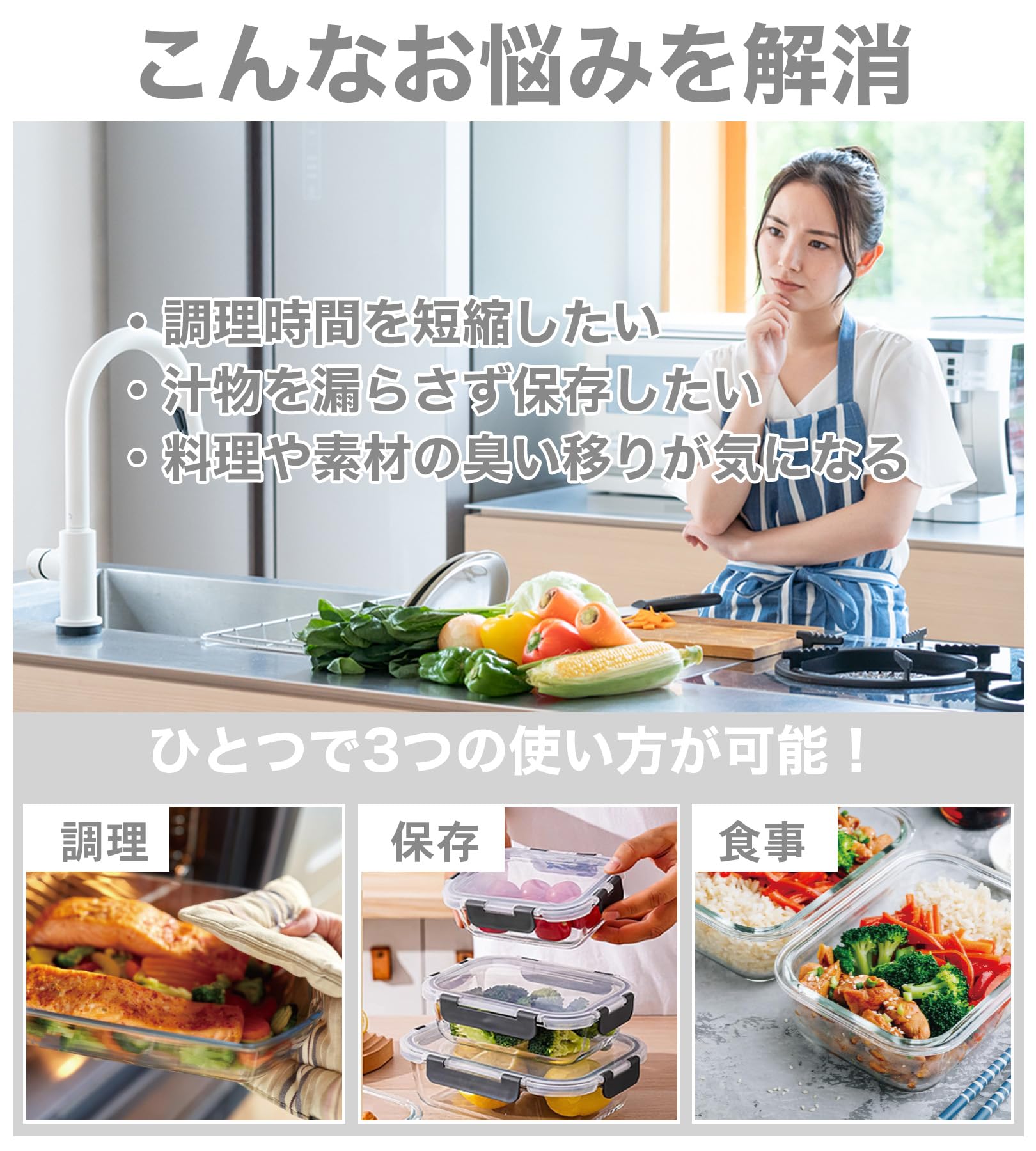 Amazon｜CLEAN HOUSE 耐熱容器 セット 電子レンジ対応 蓋付き ガラス製