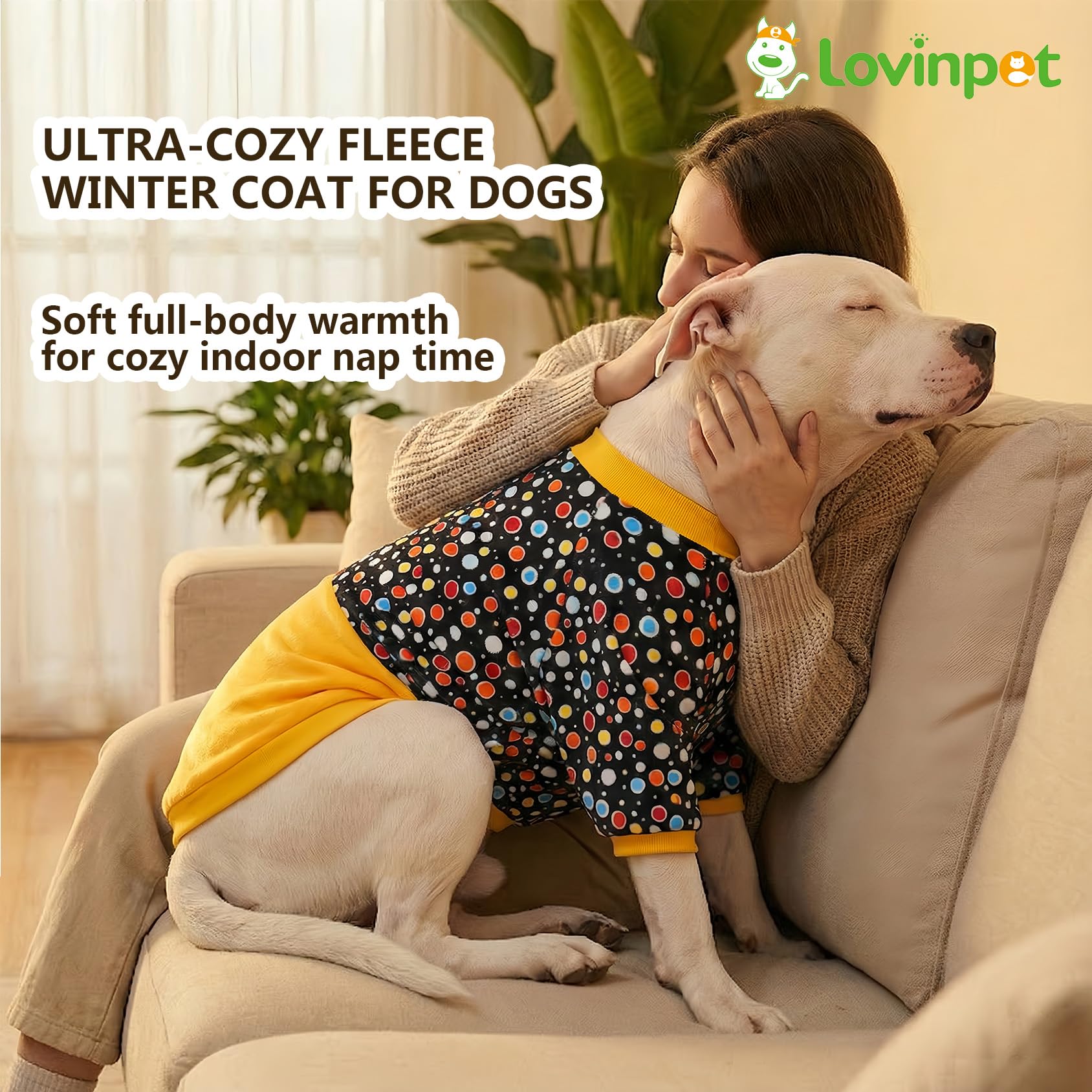 LovinPet Große Hundepullover: verbesserte Passform, leichte Flanell-Hunde-Winterbekleidung, hautfreundlicher Stoff, leuchtet im Dunkeln, schwarze Drucke, Hundekleidung für kleine Hunderassen