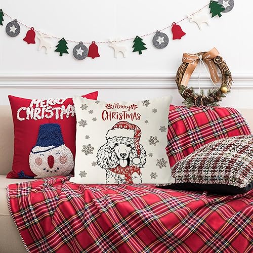 Miniatura 10 de GAGEC Fundas de almohada de Navidad de 18 x 18 pulgadas, diseño de perro bulldog inglés, fundas de almohada de invierno, decoración de Navidad para