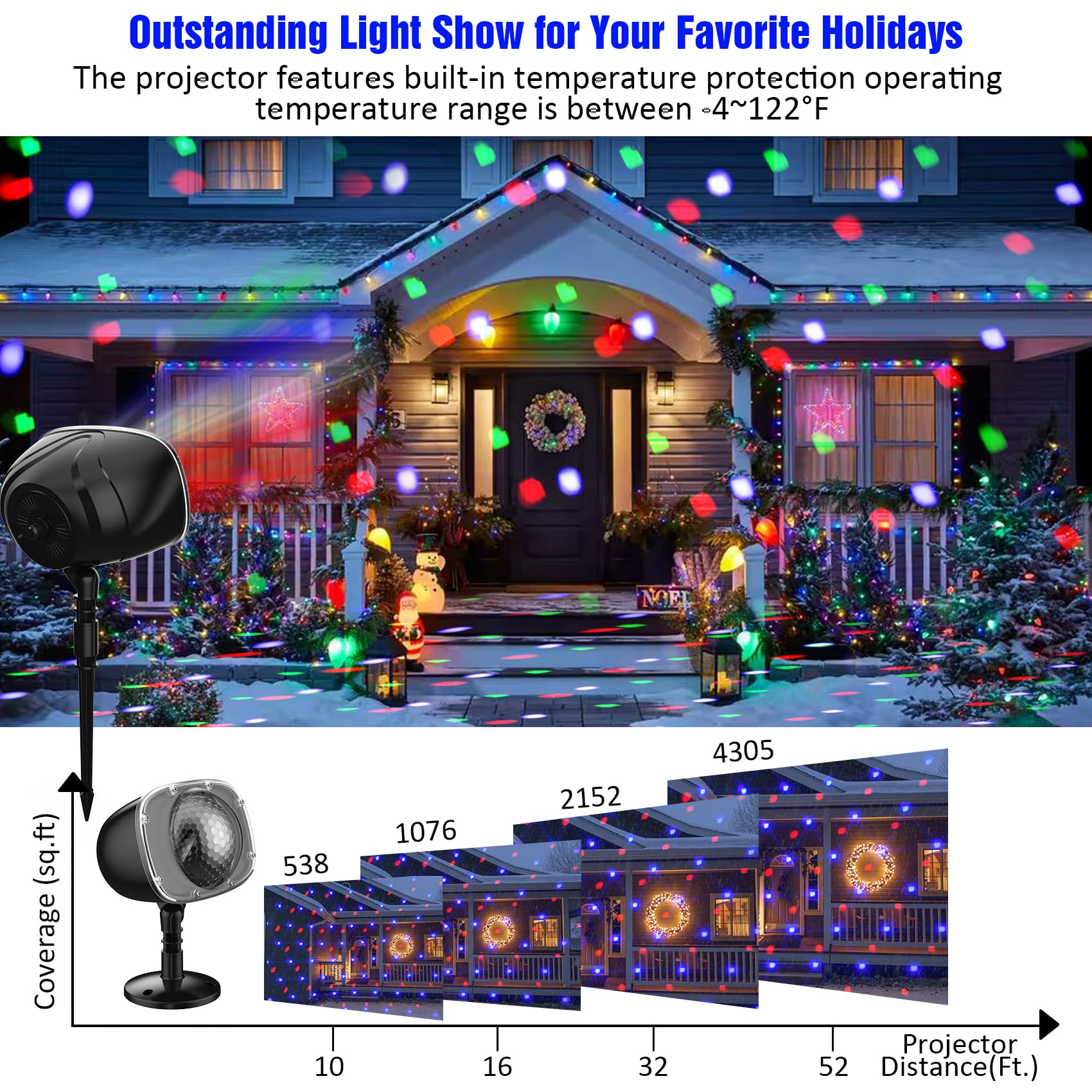 Proyector de luces de Navidad de Halloween para exteriores, proyección de nieve caída giratoria de 15 colores con control remoto, puntos móviles, luces de paisaje para el hogar, interior, patio 6