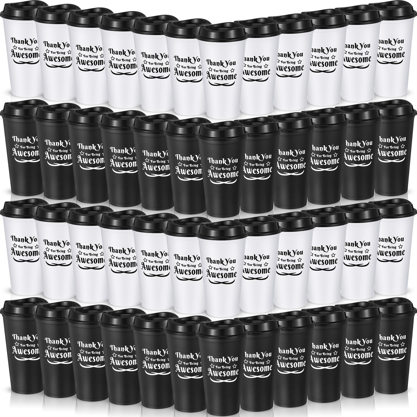 Suclain 48 tazze di ringraziamento per i dipendenti, tazze da caffè in plastica da 473,6 ml, con coperchio, con scritta "Thank You for Being Awesome", regalo per il personale di Natale, collega e