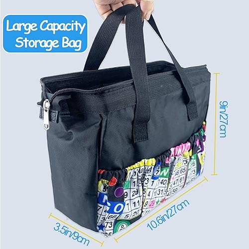 Miniatura 3 de Versátil bolsa grande de bingo Daubers  8 bolsillos  Accesorios de bingo y estuche de maquillaje  Bolsa de transporte con cremallera para regalos