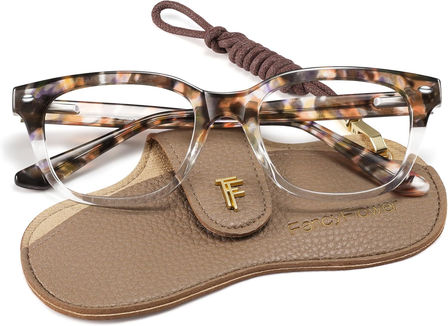 Square Reading Glasses for Women - Amber Mist - Honey Crystal 3.25x Readers