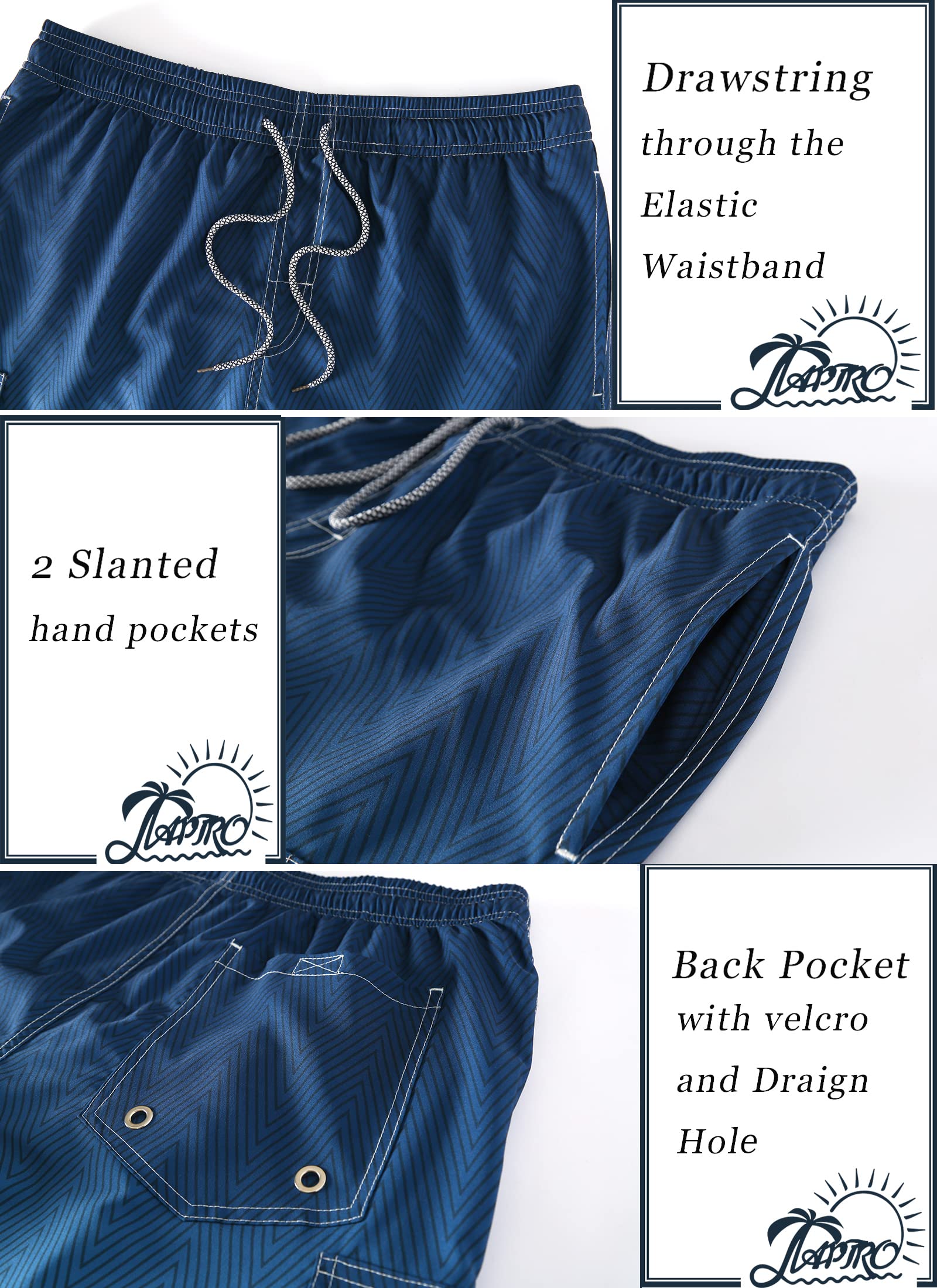APTRO Costumi Pantaloncini da Bagno Uomo Mare Surf Piscina Stampa Hawaiana Estiva Grande Asciugatura Rapida con Fodera in Rete