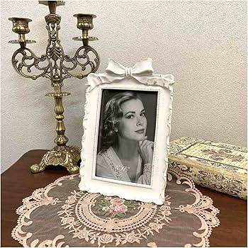 ダブルツインフレーム　フランスアンティーク　リボン　ローズ　ホワイトシャビー Amazon.co.jp: エレガントインテリア(Elegant Interior