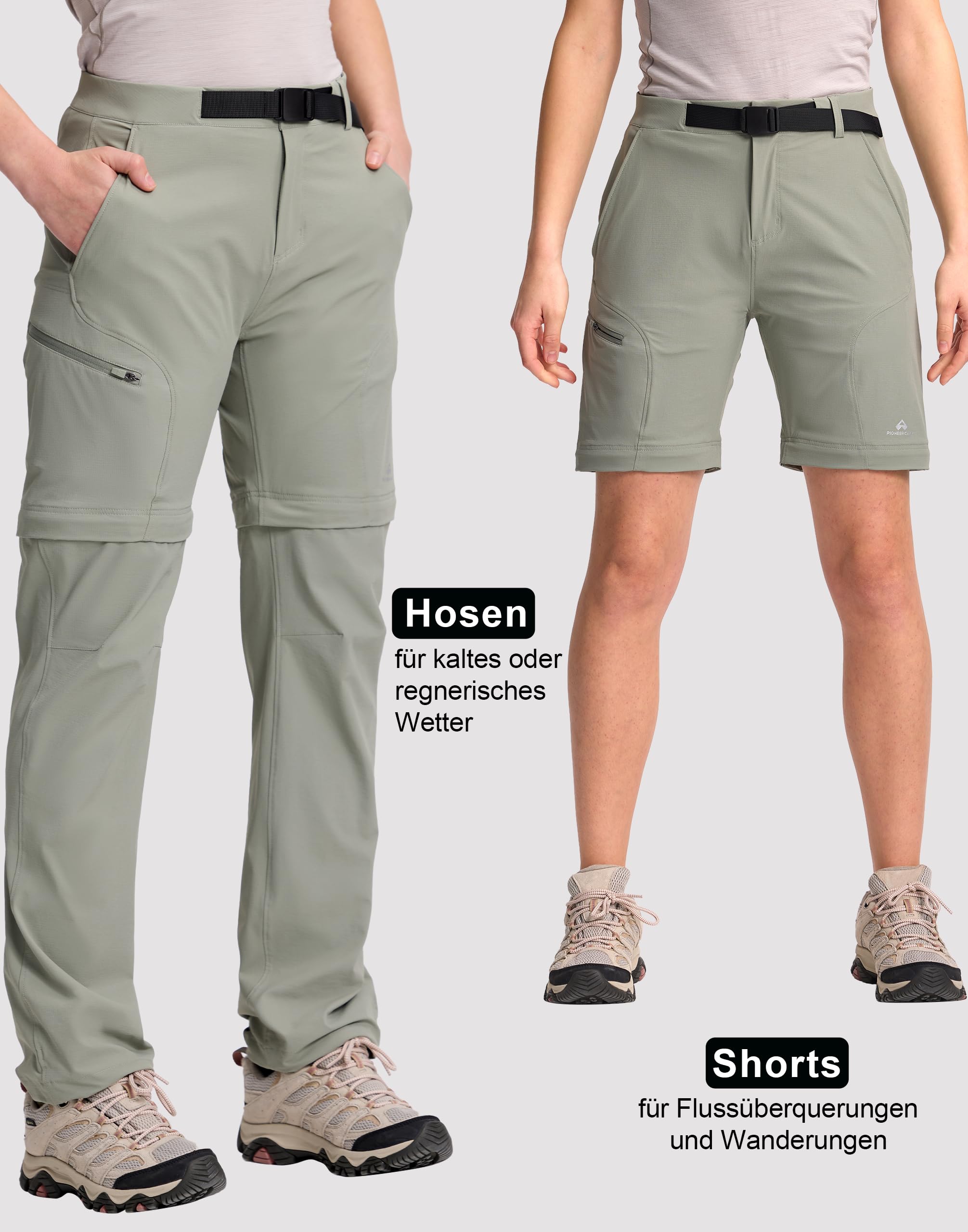 Pioneer Camp Wanderhose Damen Zip Off Outdoor Hosen Für Damen Hose Trekkinghose Funktionshose Kletterhose Schnelltrocknend Wasserabweisend-Reisen, Camping, Wandern, Angeln