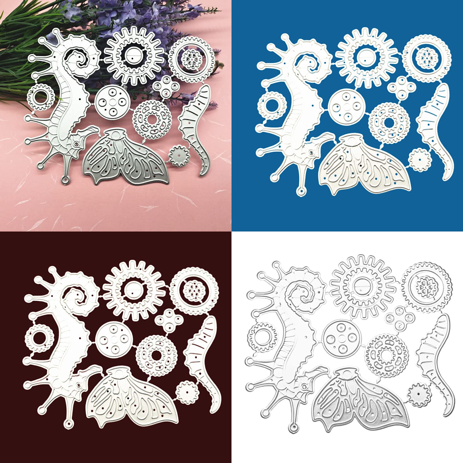 Steampunk Flying Seahorse Metal Cutting Dies - Gear Theme Embossing Stencil For DIY Scrapbooking