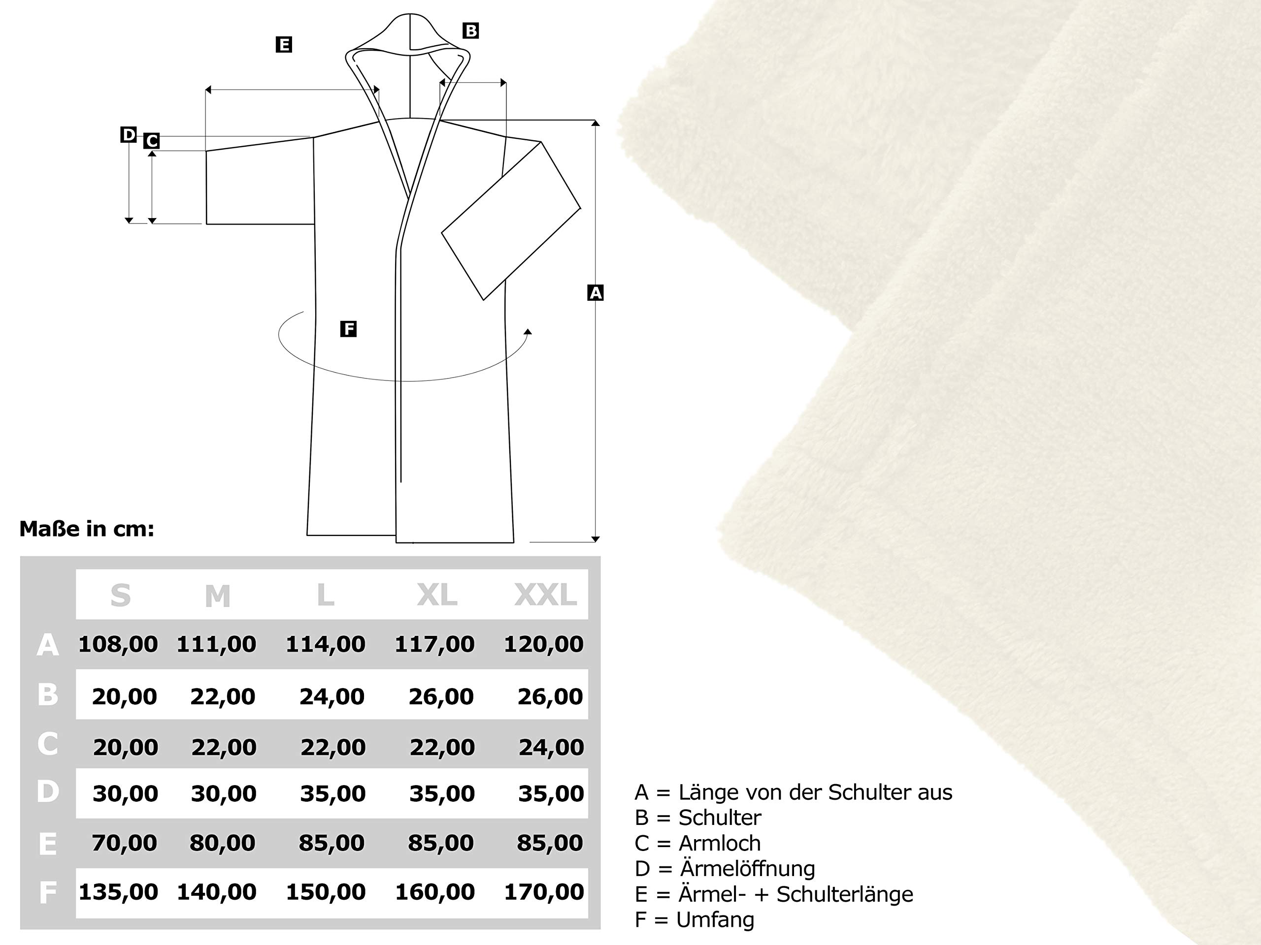 npluseins extra weicher Kapuzen-Bademantel aus Kuschelfleece - in modernen Farben und verschiedenen Größen - unisex & wadenlang, S, weiß