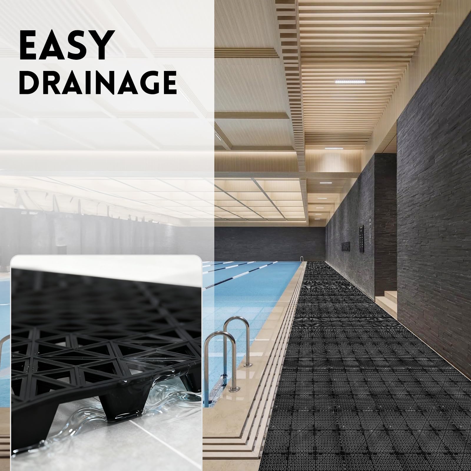 RITOLLO Drainage Floor Tiles - Non-Slip Outdoor Mats -5