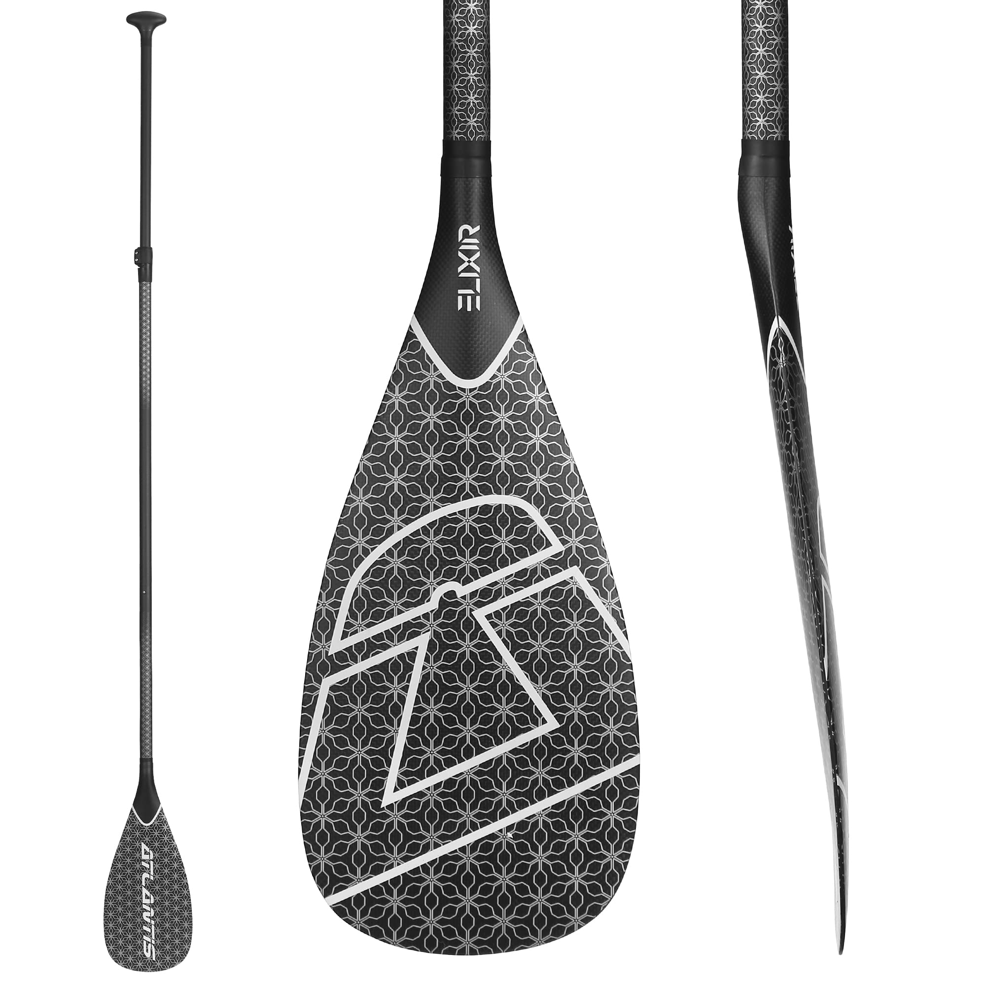 AQUBONA SUP-Paddel, 3 Stück, 100 % Kohlefaser, verstellbar, Stand-Up-Paddelboard, tragbar, langlebig, schwimmendes Paddelbrett, (F) (schwarz)