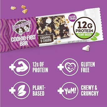 Lenny & Larry's Cookie-fied Protein Bar Cookies & Creme Vegan Protein Bars 9x45g Healthy Snacks with 12g Plant Protein & 5g Fiber Gluten Free Power Bar, Non-GMO & Vegan