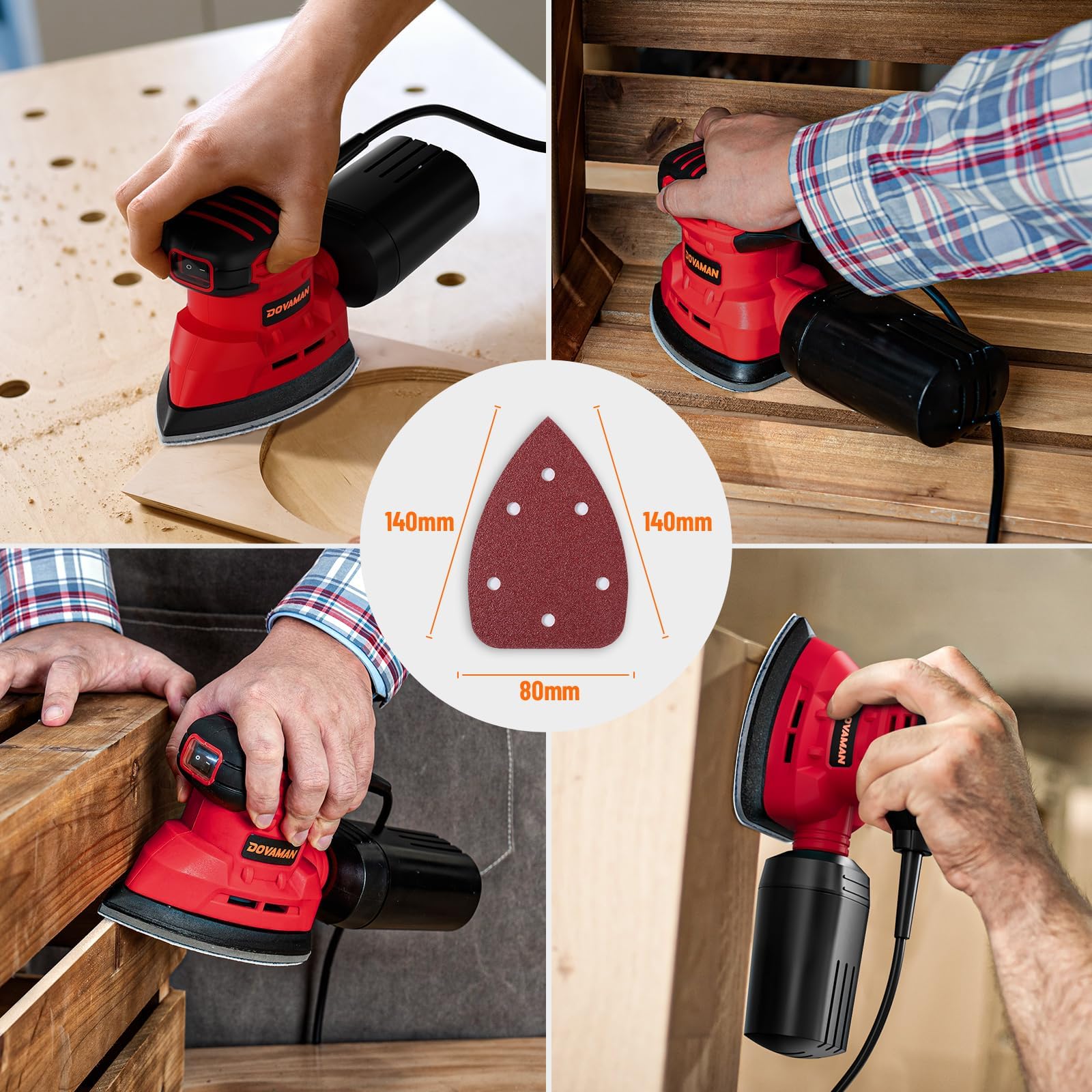 DOVAMAN Detail Sander - 12000 RPM Palm Tool -7