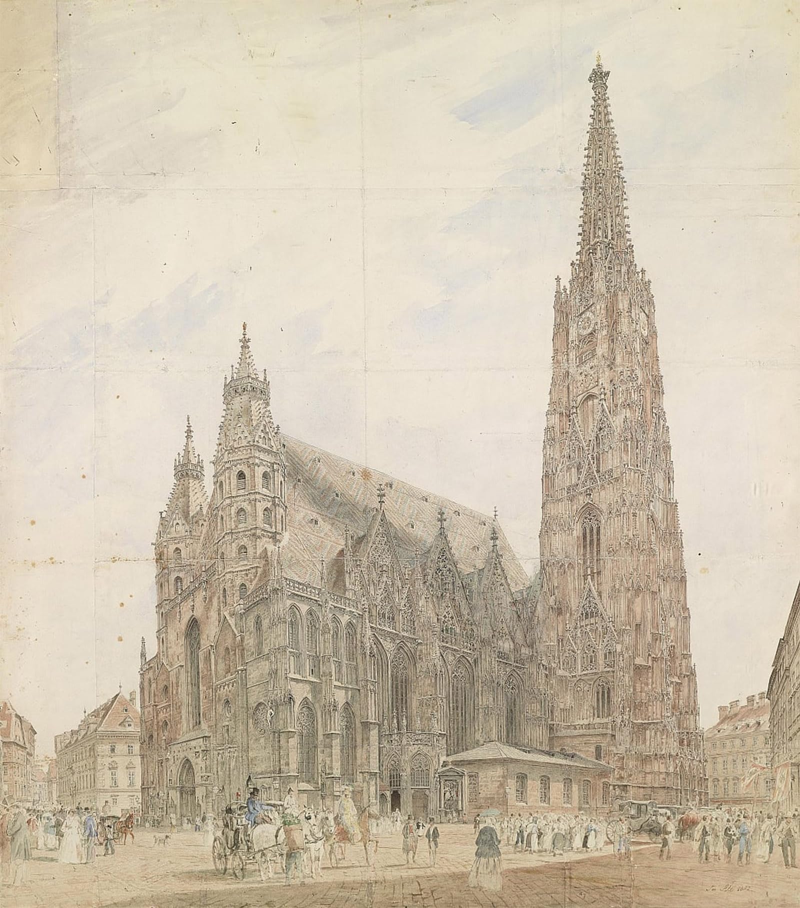 ARTXLXXBN Famous Print Painting Colorful Art Print Stephansdom in Wien by Jakob Alt Canvas Art Decorations for Home Decor 60x90cm
