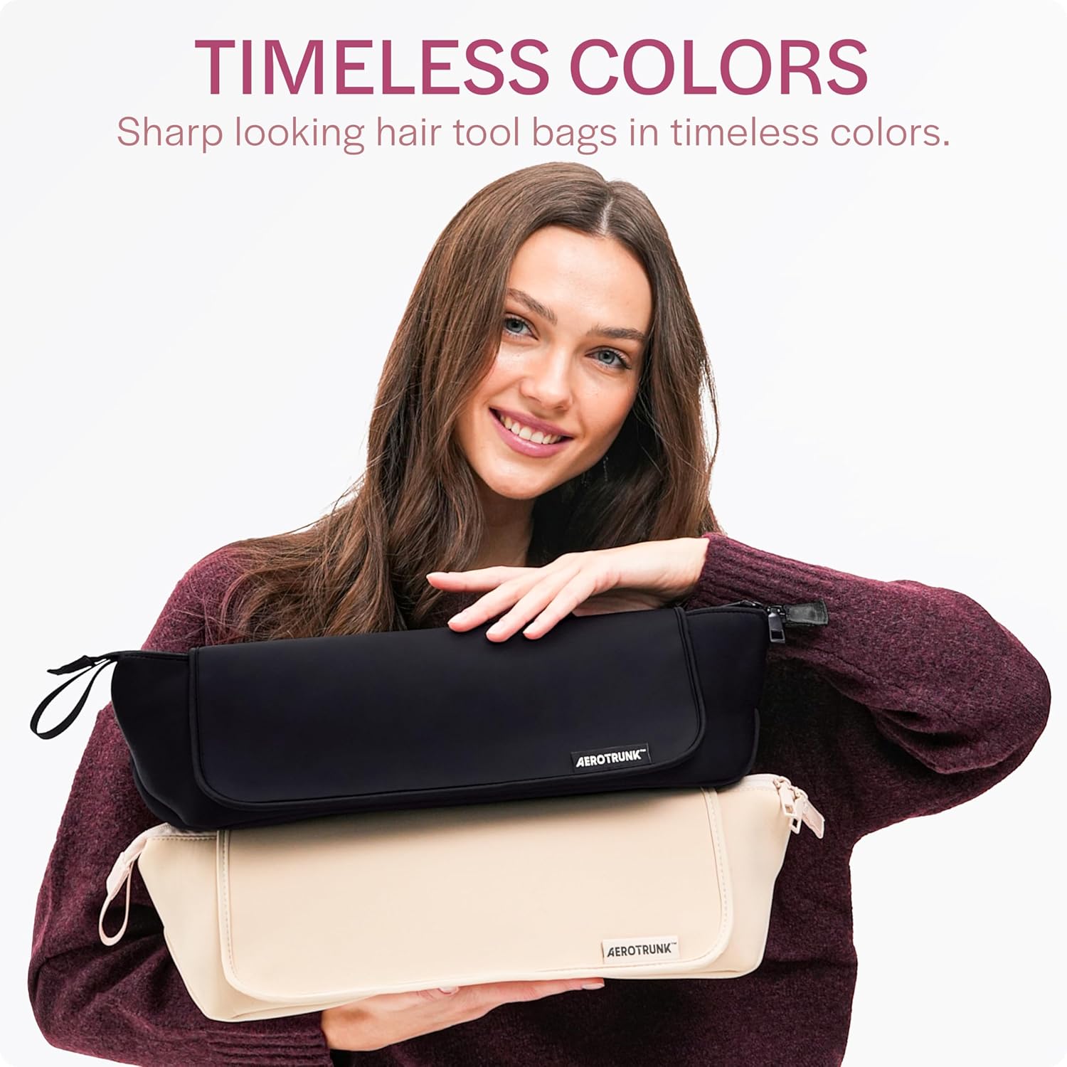 Aerotrunk Hair Tools Organizer - Hot Hair Tools Travel Bag with Heat Resistant Mat, Large Capacity Pouch for Flat Irons, Curling Wands, Hair Dryers - Beige - Image 4