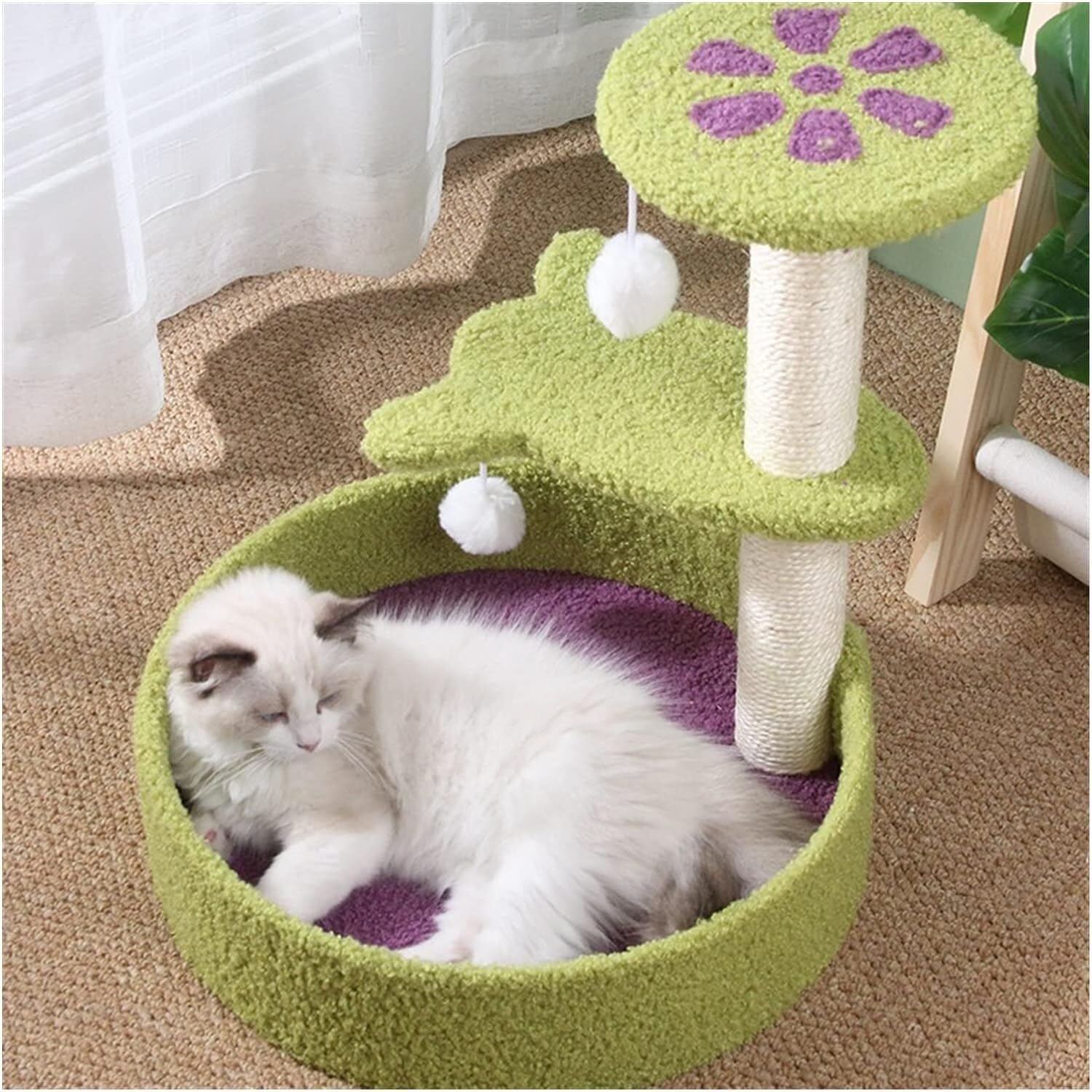 Katzenbaum Kratzbaumturm, Kratzbäume, Zweifarbig, Dreischichtig, Katzenklettergerüst, Katzentoilette, Katzensprungplattform Möbel