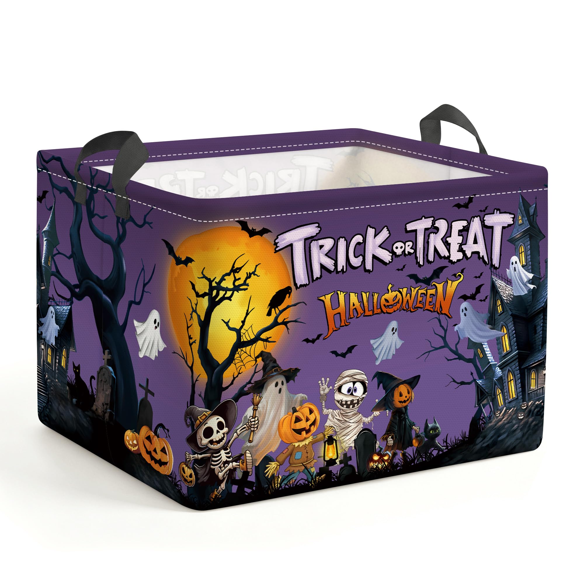 Clastyle 36L Kids Laundry Basket Spooky Halloween Clothes Toys Storage Box