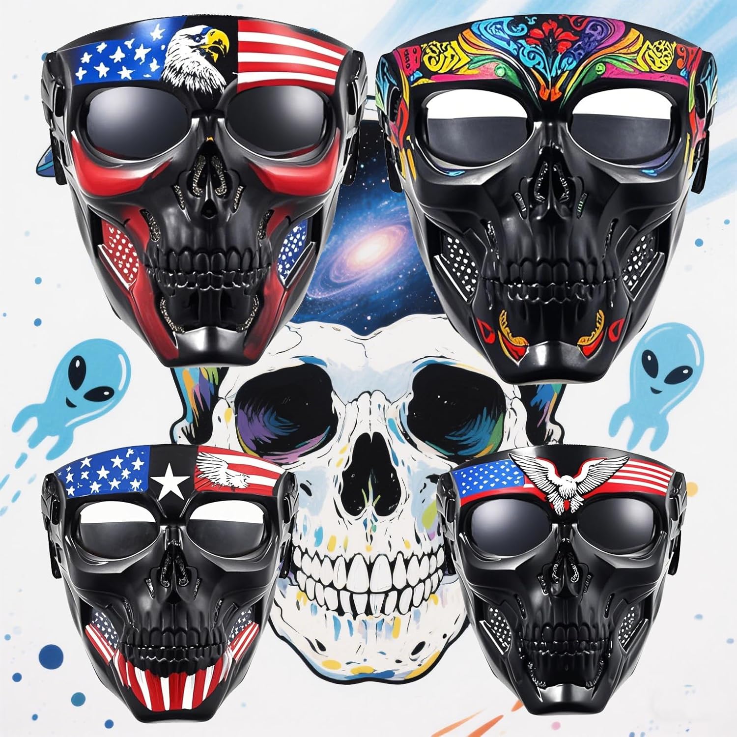 Airsoft Mask Paintball Mask Full Face Tactical Mask Suitable for ATV Motorcycle Cycling Skiing Halloween CS Game Cosplay Skull Mask