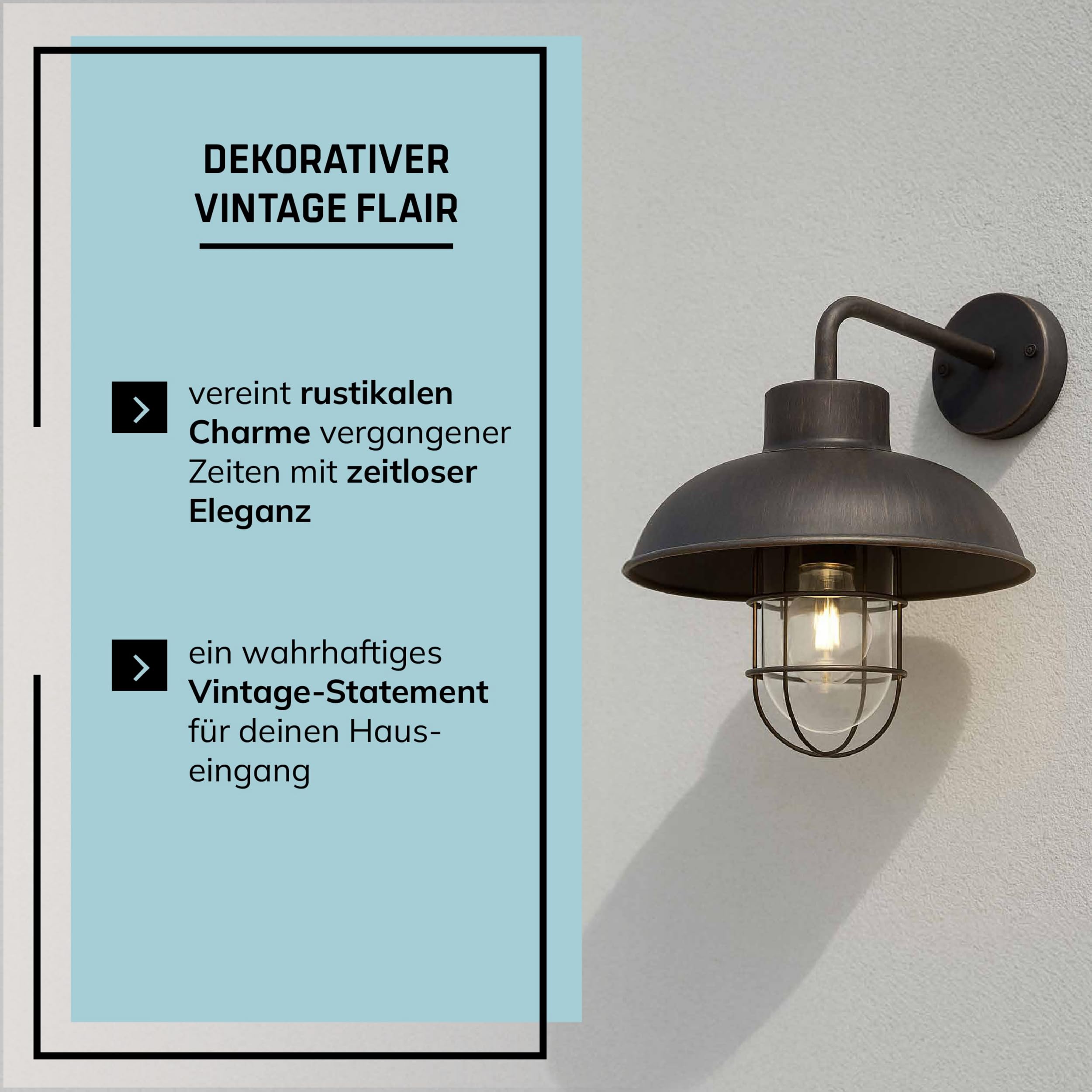 Lightbox Außenwandleuchte Vintage-Stil, hängend, E27