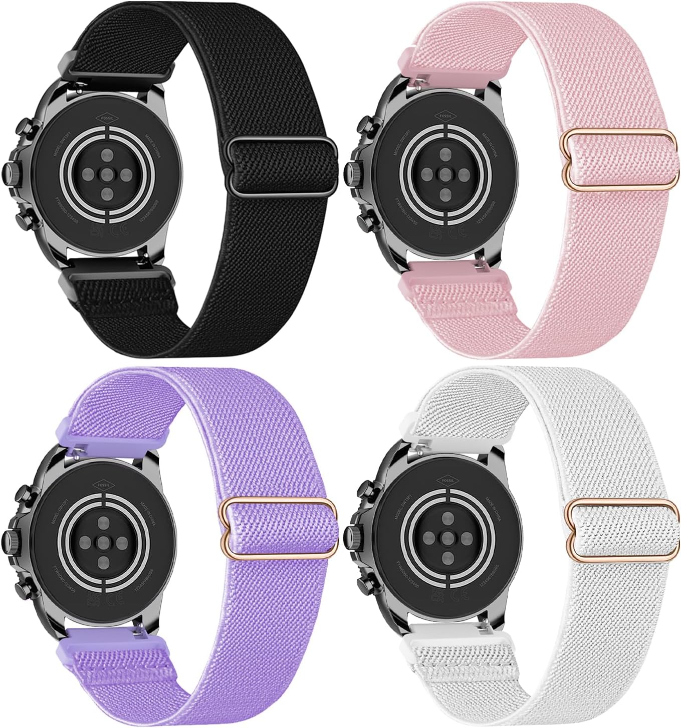 LzwldanStretchy Nylon 18mm Watch Bands for Fossil Women's Gen 5E 42mm/Gen 6 42mm,22mm Soft Elastic Wristband Loop Strap for Fossil Men's Gen 5 Carlyle/Garrett/Women's Julianna/Fossil Venture Gen 4